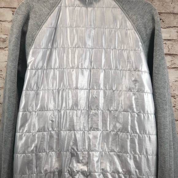 Tommy Baham Aruba silver grey puffer bomber sz L - Picture 4 of 8